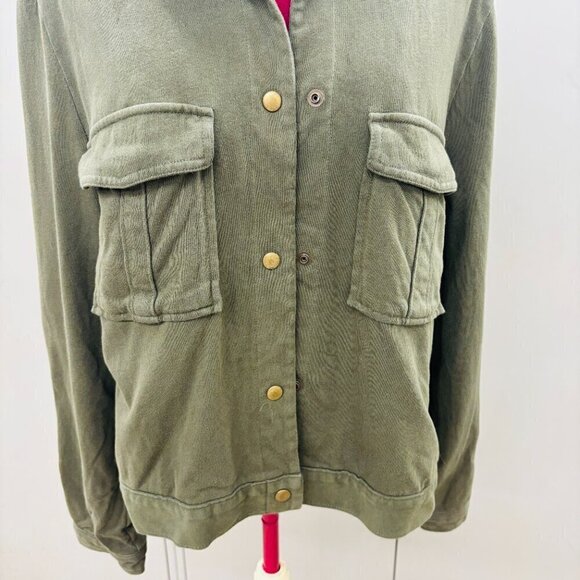 Old Navy Soft Lined Utility Shirt/Jacket Army Green Snap Closures Pockets sz XL - Picture 5 of 13